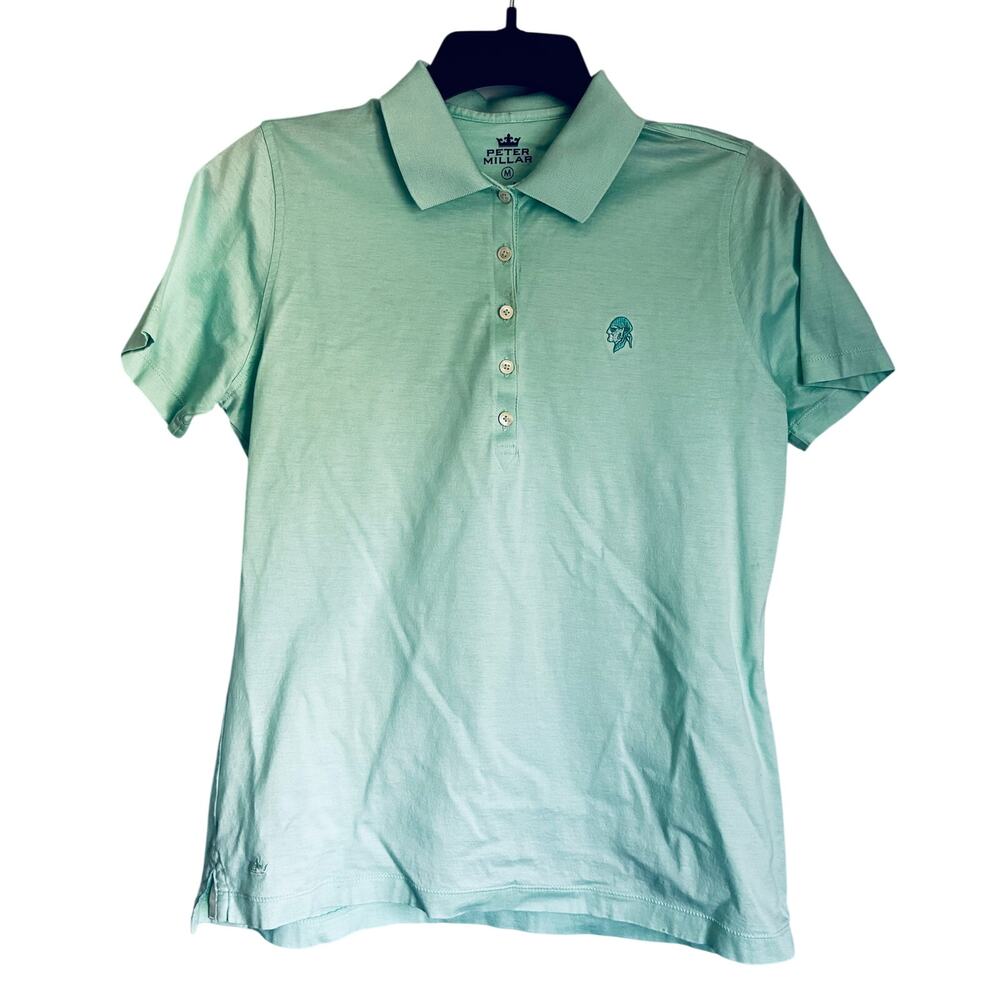 Peter Millar Women's Polo Top Blue Green Medium Preppy Casual